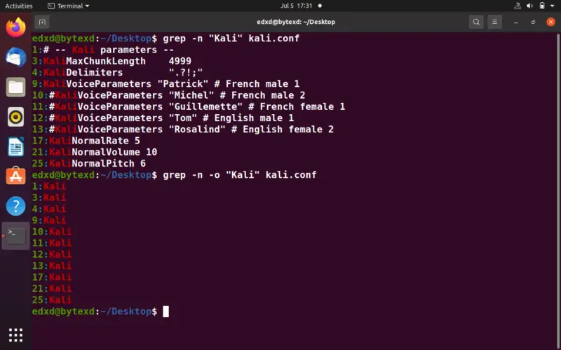 use grep command in linux