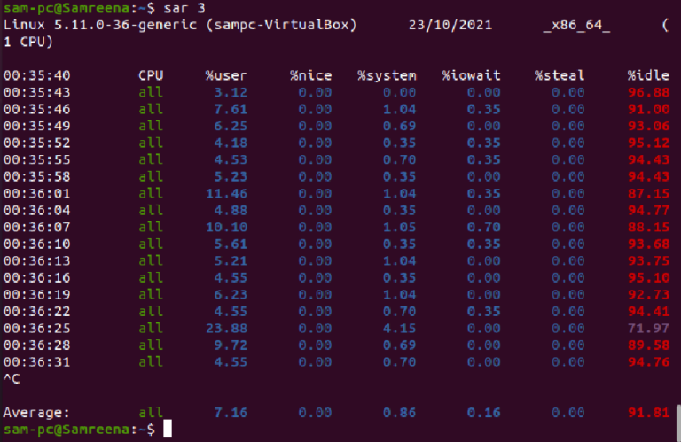 command to check cpu usage in linux