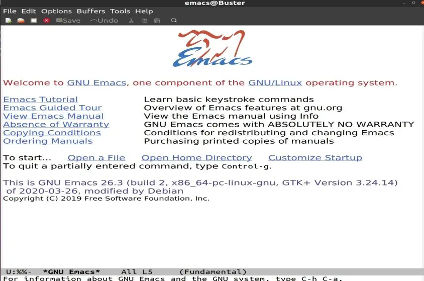 Emac text editor GUI Ubuntu 20.04