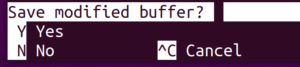 Nano editor file save options in Ubuntu 20.4 terminal