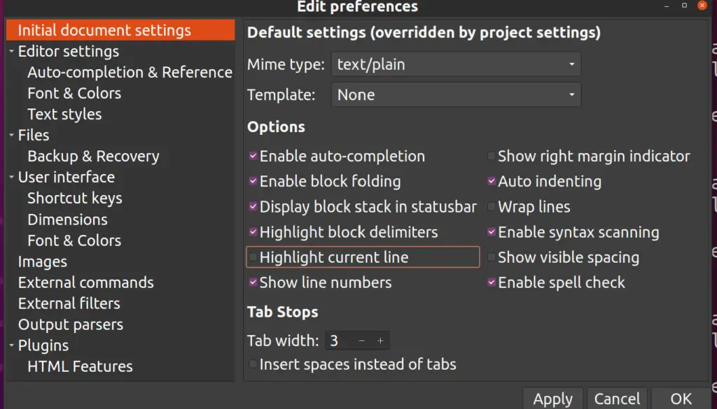 bluefish GUI filesave options on Ubuntu 20.04
