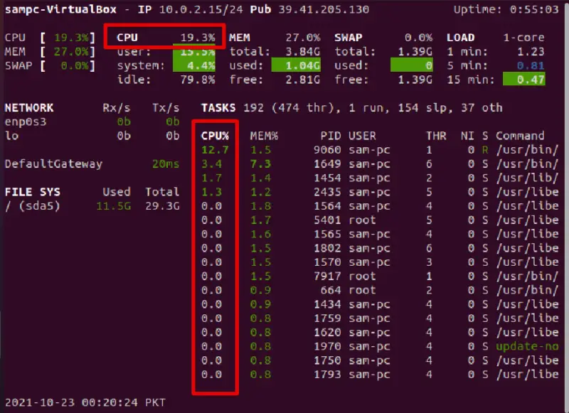 linux get cpu usage