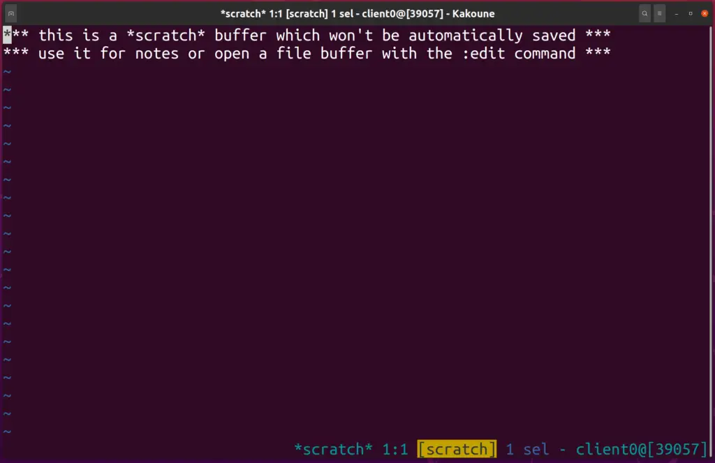 kakoune editor interface in Ubuntu 20.04