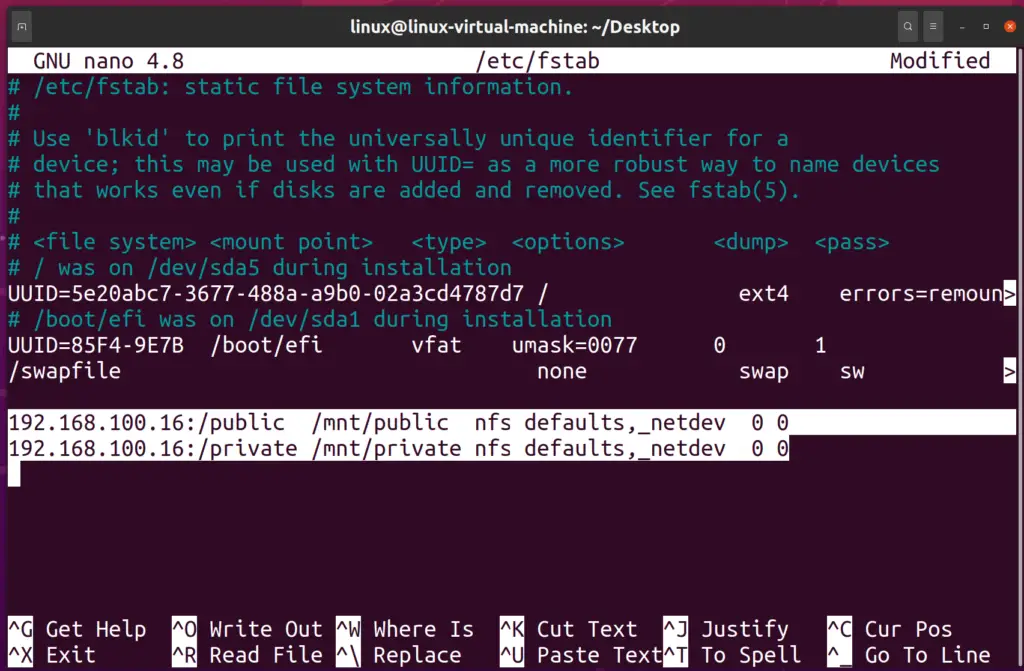 permanent nfs file mount method ubuntu 20.04 final output
