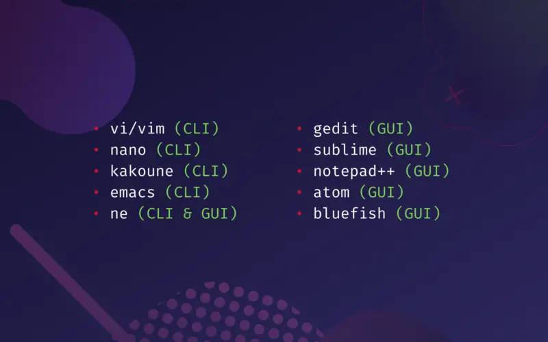 text editor ubuntu cli gui