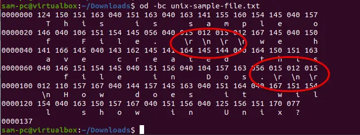 unix2dos encoded file