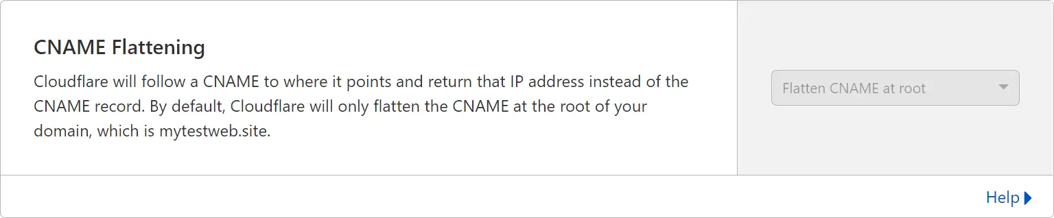 CNAME Flattening Screenshot in CloudFlare