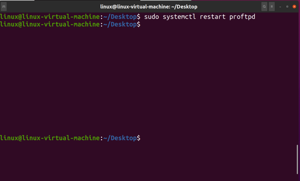 Restarting FTP server in Ubuntu 20.04