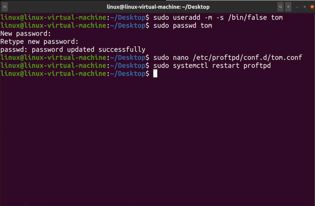 Restarting your ProFTPD server in Ubuntu 20.04