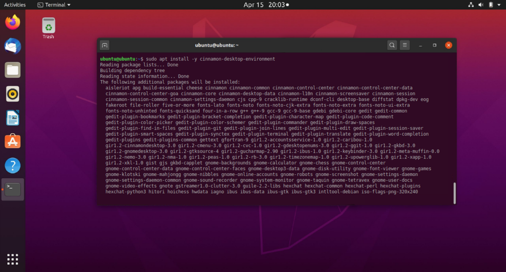 Installing Cinnamon Desktop Environment on Ubuntu 22.04 or 20.04