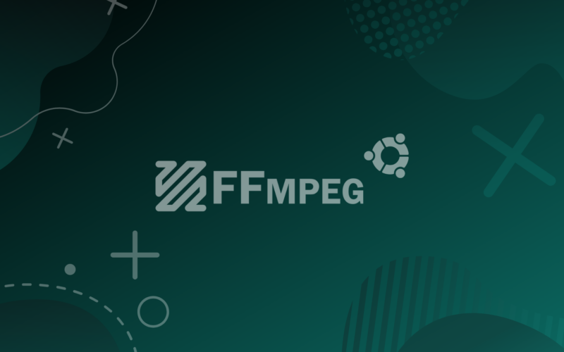 ffmpeg and ubuntu logos on a black/green gradient background