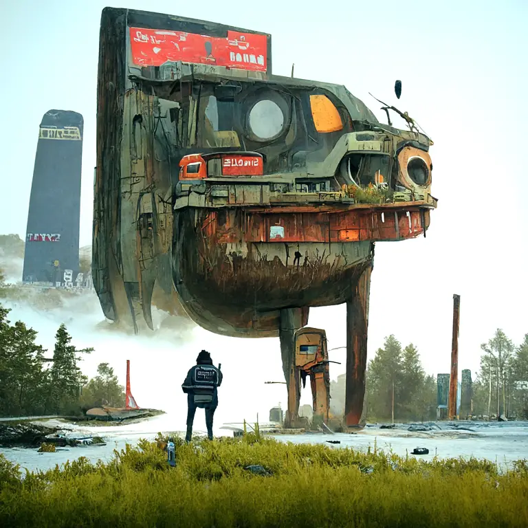 When the last city fell, only the temple remained. A post-apocalyptic world by Simon Stålenhag.