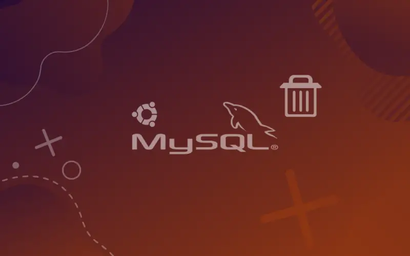 mysql and ubuntu logos and a trash can icon