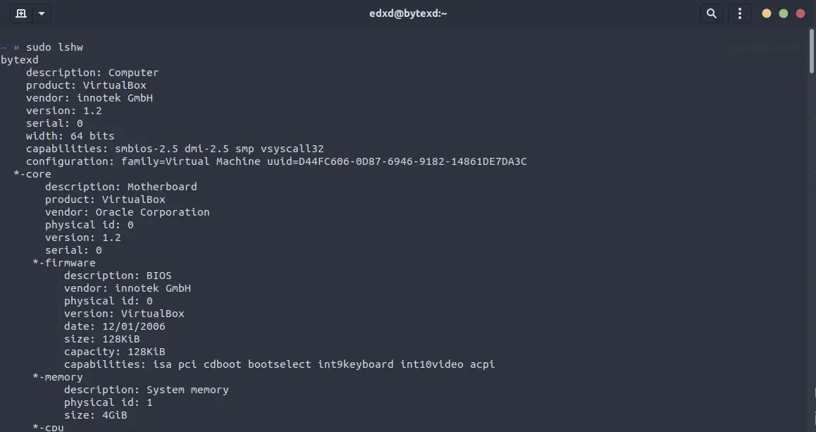 Notes/Articles/12 Commands to Check Linux System & Hardware Information/show hardware info.png