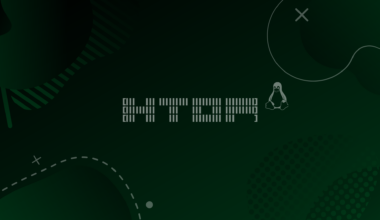 htop and linux logos on green gradient background