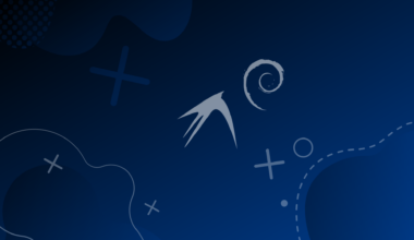 lxde and debian logos on a blue gradient background