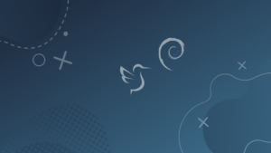 lxqt and debian logos on blue background
