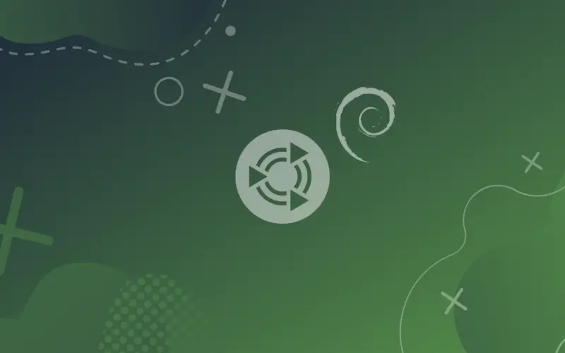 mate desktop environment and debian logos on a green gradient background