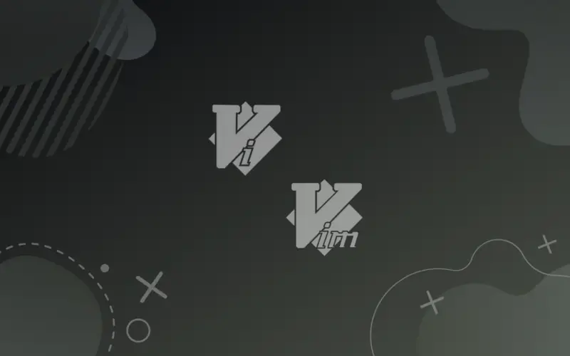 vi and vim logos on gray background gradient