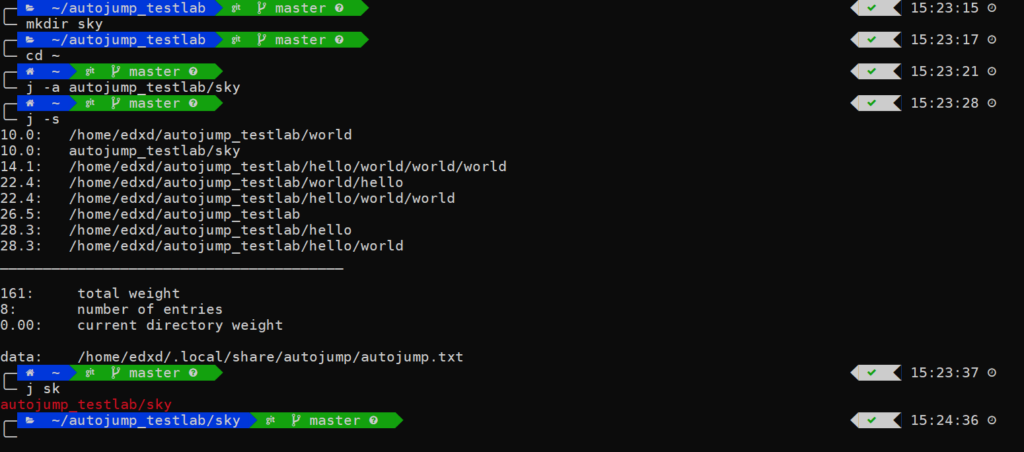 screenshot of using autojump