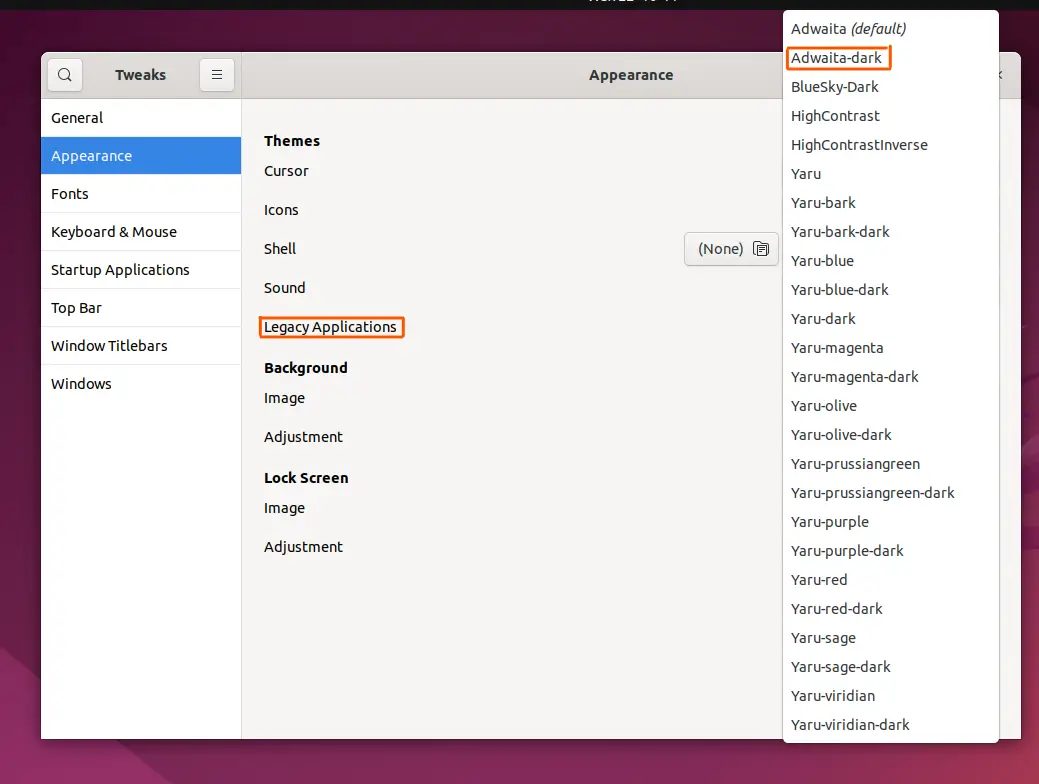 Notes/Articles/How to Install and Use GNOME Tweaks Tool in Ubuntu 22.04/change application theme.png