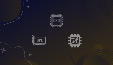 cpu, gpu, and tpu icons on a brown gradient background