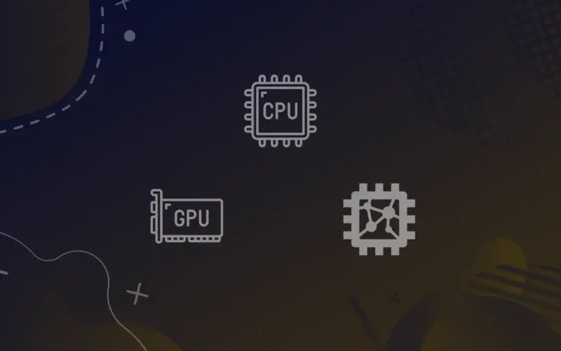 cpu, gpu, and tpu icons on a brown gradient background