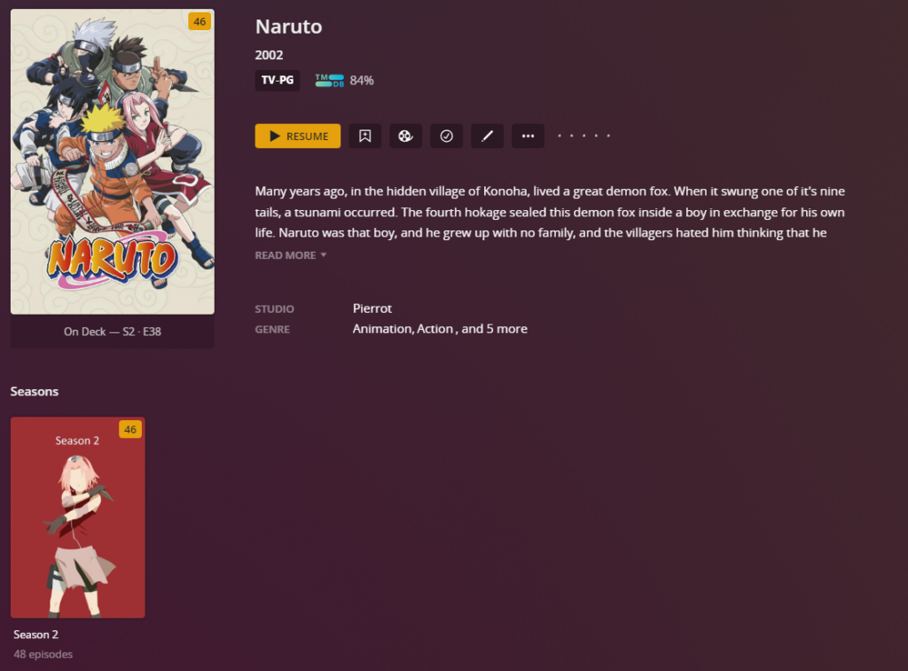 Naruto (2002) in Plex
