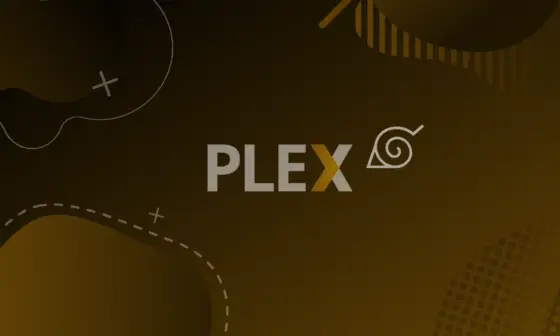 plex and konohagakure logos on an orange gradient background