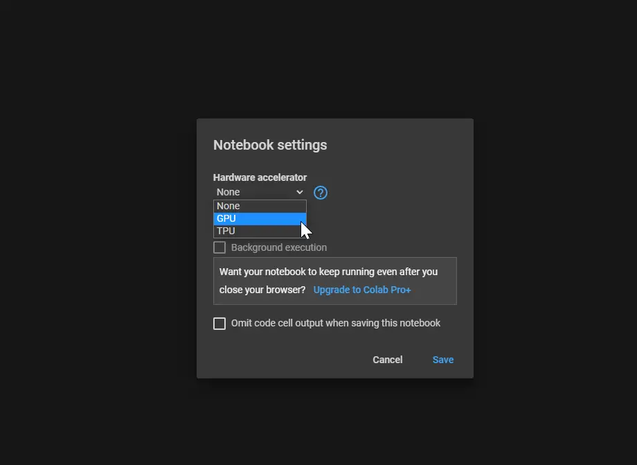 Set GPU as Hardware Accelerator in Google Colab