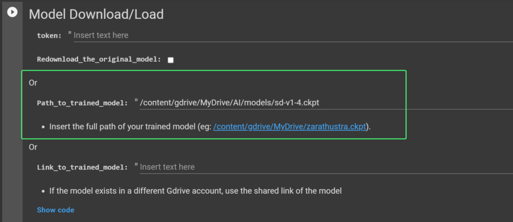 Best & Easiest Way to Run Stable Diffusion for Free (WebUI) 54 Load Model. In my case the path is /content/gdrive/MyDrive/AI/models/sd-v1-4.ckpt
