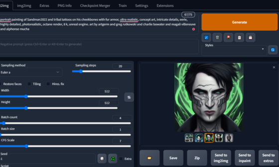 Screenshot of generating using fine-tune Stable Diffusion