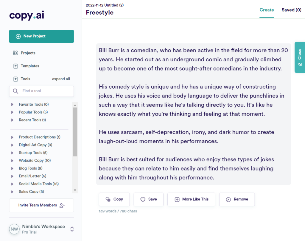 Best AI Writers - 8 Best Content Creation Tools in 2023 156 Copy.ai Slideshow 1 4