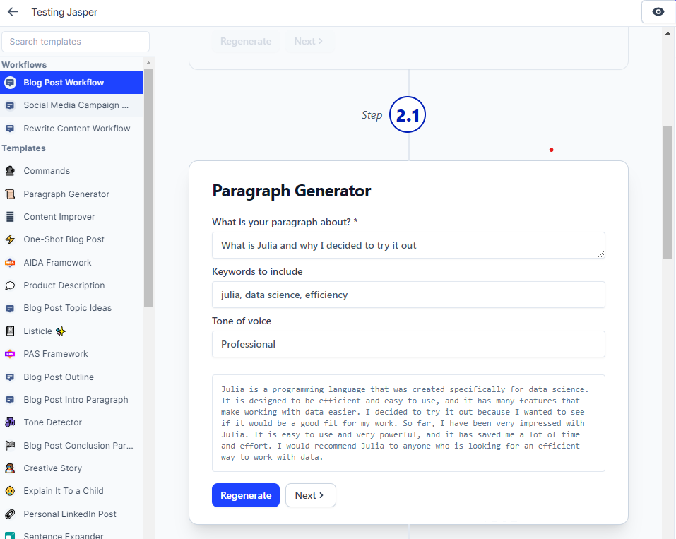 Best AI Writers - 8 Best Content Creation Tools in 2023 136 Jasper Workflow 2