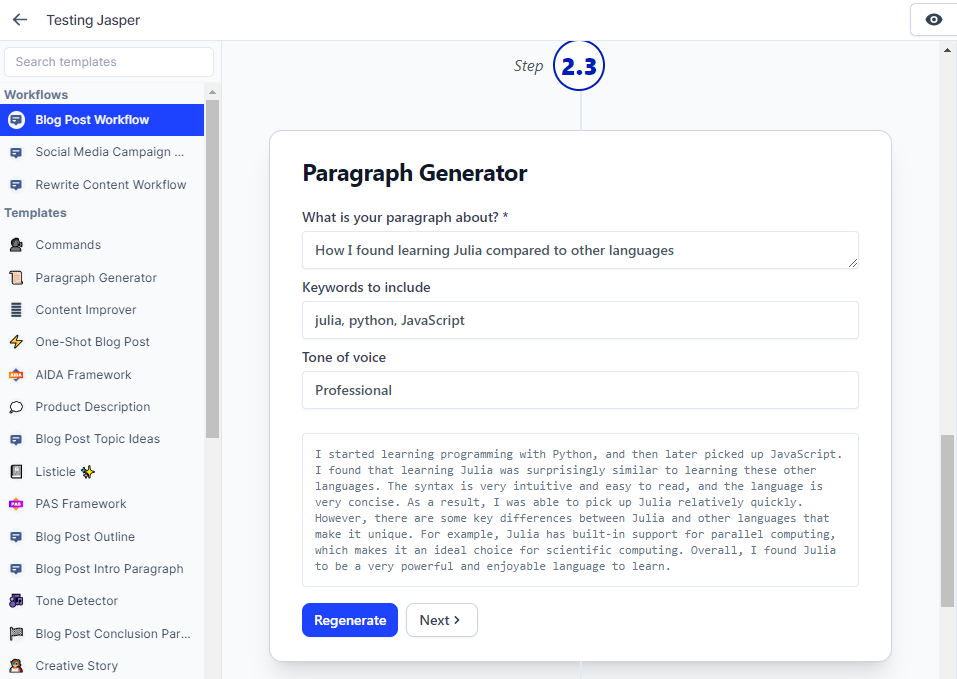 Best AI Writers - 8 Best Content Creation Tools in 2023 138 Jasper Workflow 4