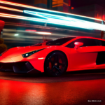 supercar, night, city, red, luxury, speed, fast, driving, headlights, street, neon, sign, club 3