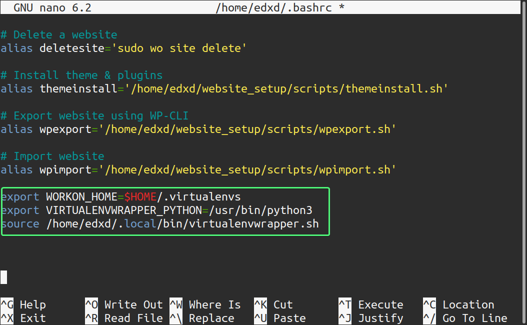 Fix Virtualenvwrapper workon/mkvirtualenv command not found
