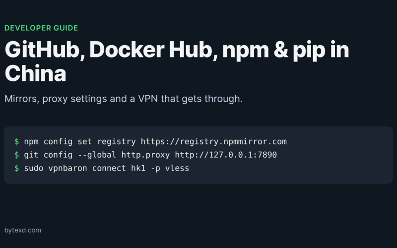 GitHub, Docker Hub, npm and pip in China: developer guide